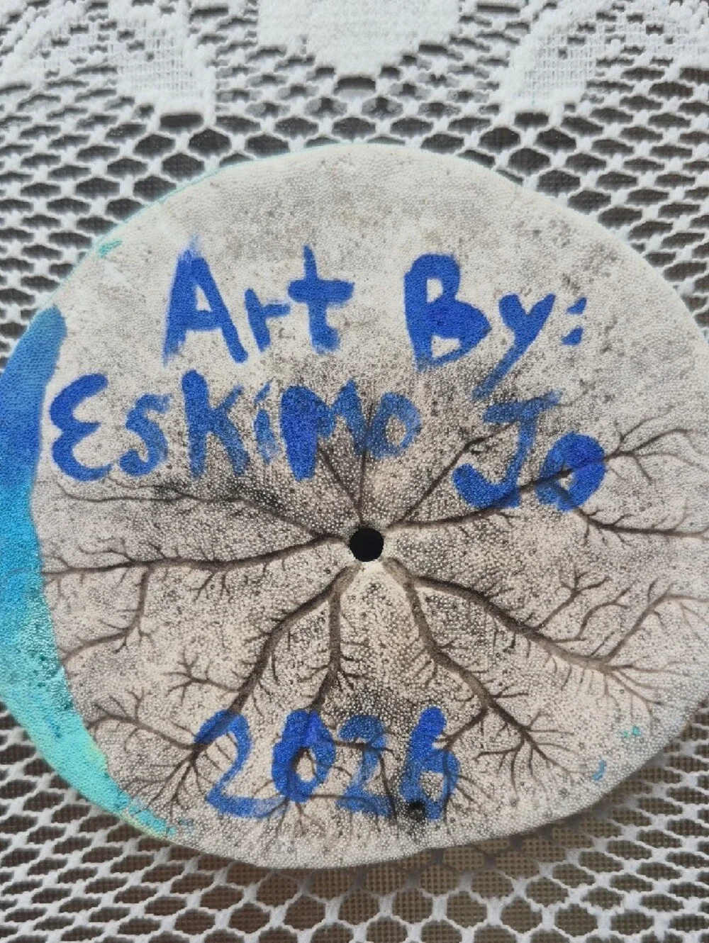 Sand Dollar Painting Of Beach Scene With Real Mini Shells